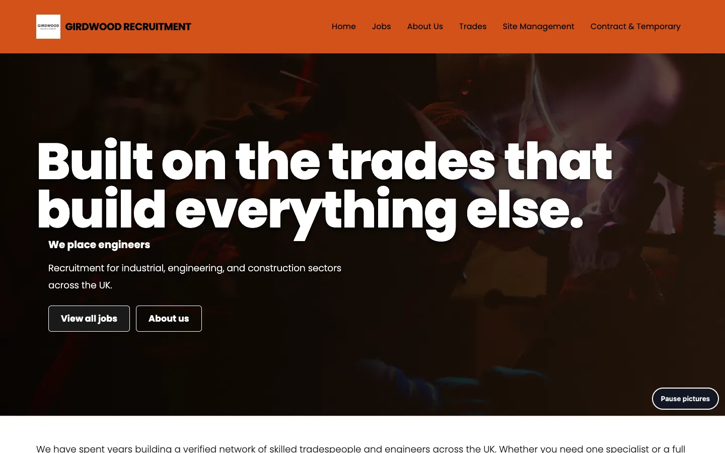 A recruitment website in the Bold design