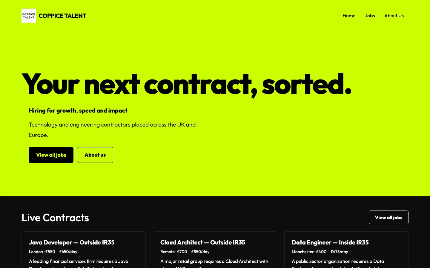 A recruitment website in the Pulse design