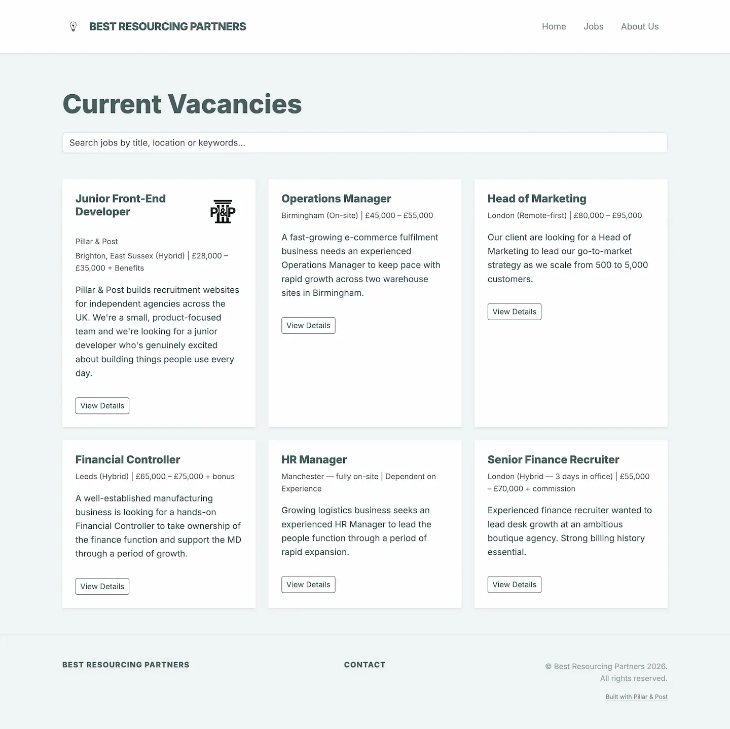 The Startup jobs page preview